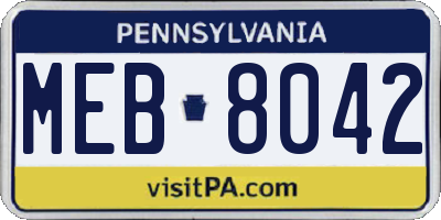 PA license plate MEB8042