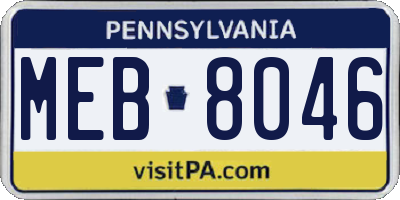 PA license plate MEB8046