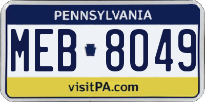 PA license plate MEB8049