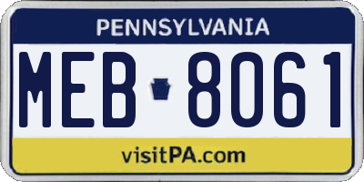PA license plate MEB8061