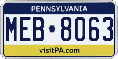 PA license plate MEB8063