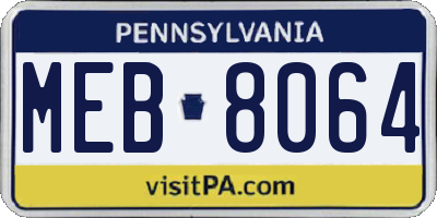 PA license plate MEB8064