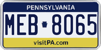 PA license plate MEB8065