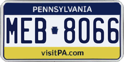 PA license plate MEB8066