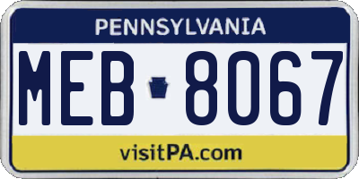 PA license plate MEB8067