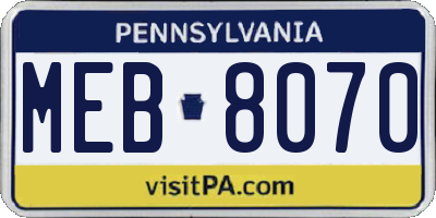 PA license plate MEB8070