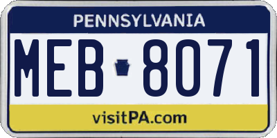 PA license plate MEB8071