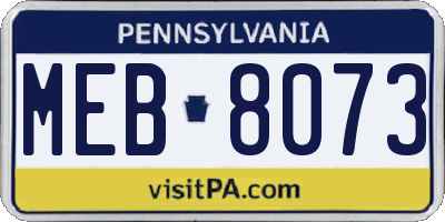 PA license plate MEB8073