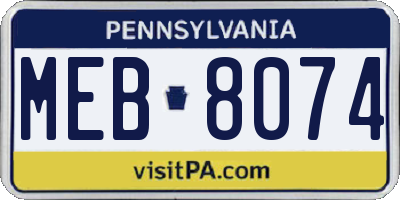 PA license plate MEB8074