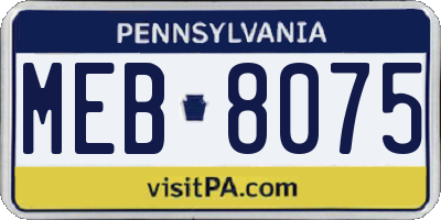 PA license plate MEB8075