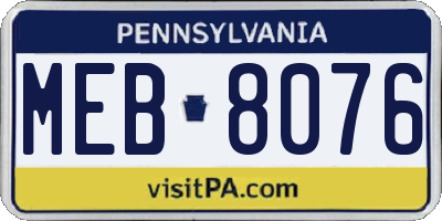 PA license plate MEB8076