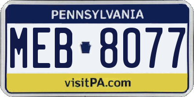 PA license plate MEB8077