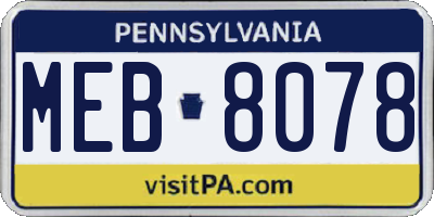 PA license plate MEB8078