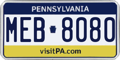 PA license plate MEB8080