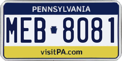 PA license plate MEB8081