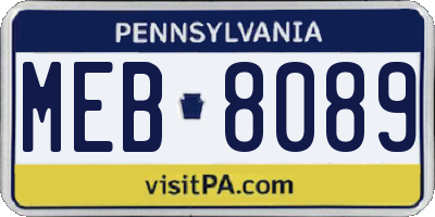 PA license plate MEB8089