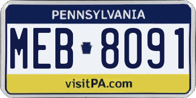 PA license plate MEB8091