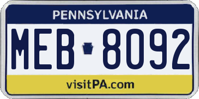 PA license plate MEB8092