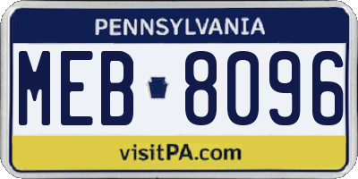 PA license plate MEB8096