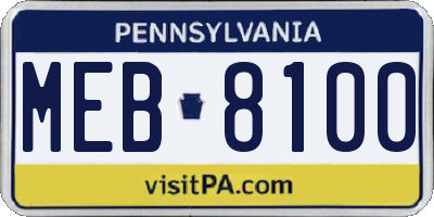 PA license plate MEB8100