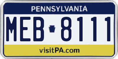 PA license plate MEB8111