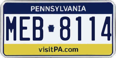 PA license plate MEB8114