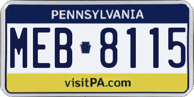 PA license plate MEB8115