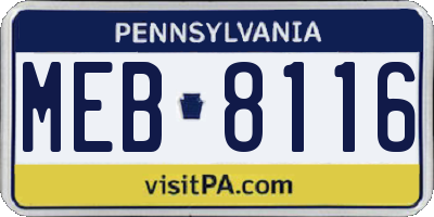 PA license plate MEB8116