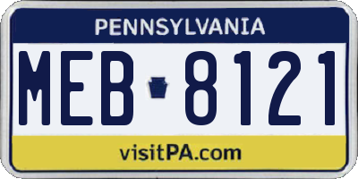 PA license plate MEB8121