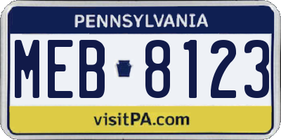 PA license plate MEB8123