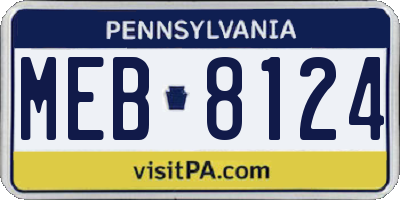 PA license plate MEB8124