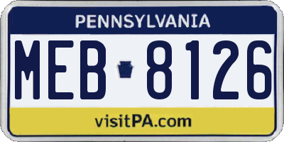 PA license plate MEB8126