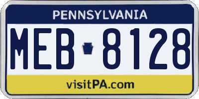 PA license plate MEB8128