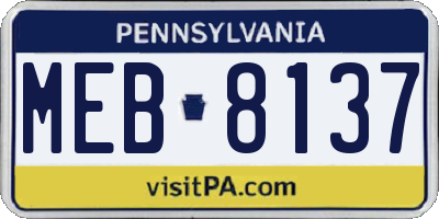 PA license plate MEB8137