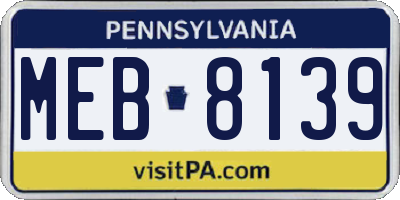 PA license plate MEB8139