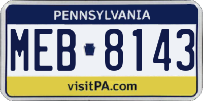 PA license plate MEB8143