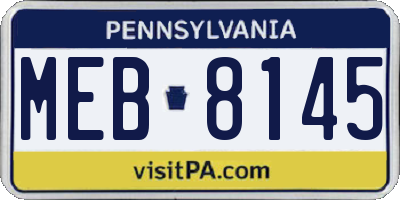 PA license plate MEB8145