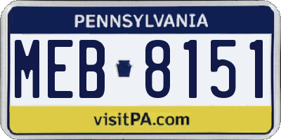 PA license plate MEB8151