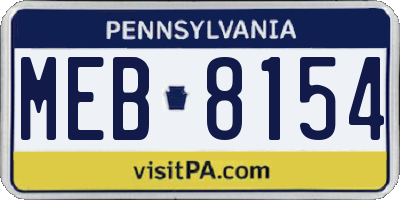PA license plate MEB8154