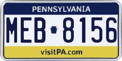 PA license plate MEB8156