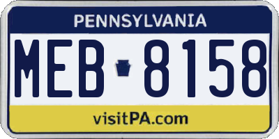 PA license plate MEB8158