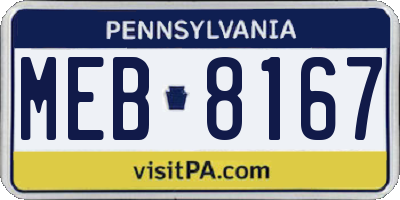 PA license plate MEB8167