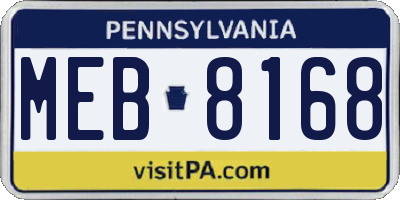 PA license plate MEB8168