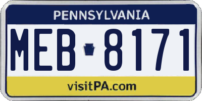 PA license plate MEB8171