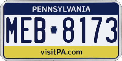 PA license plate MEB8173
