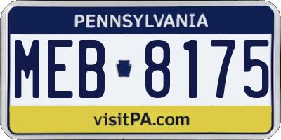 PA license plate MEB8175
