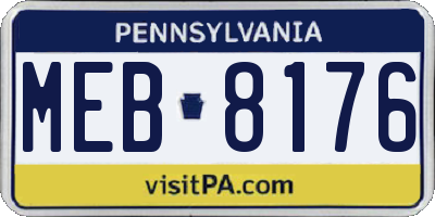 PA license plate MEB8176