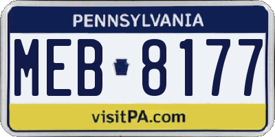 PA license plate MEB8177