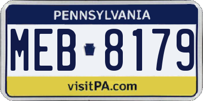 PA license plate MEB8179
