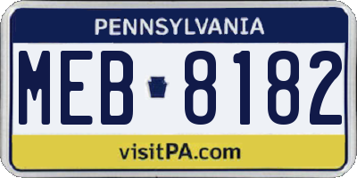 PA license plate MEB8182